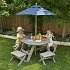 Детская садовая мебель: 4 скамьи, стол-пикник, зонт, цвет бежево-коричневый  - миниатюра №5
